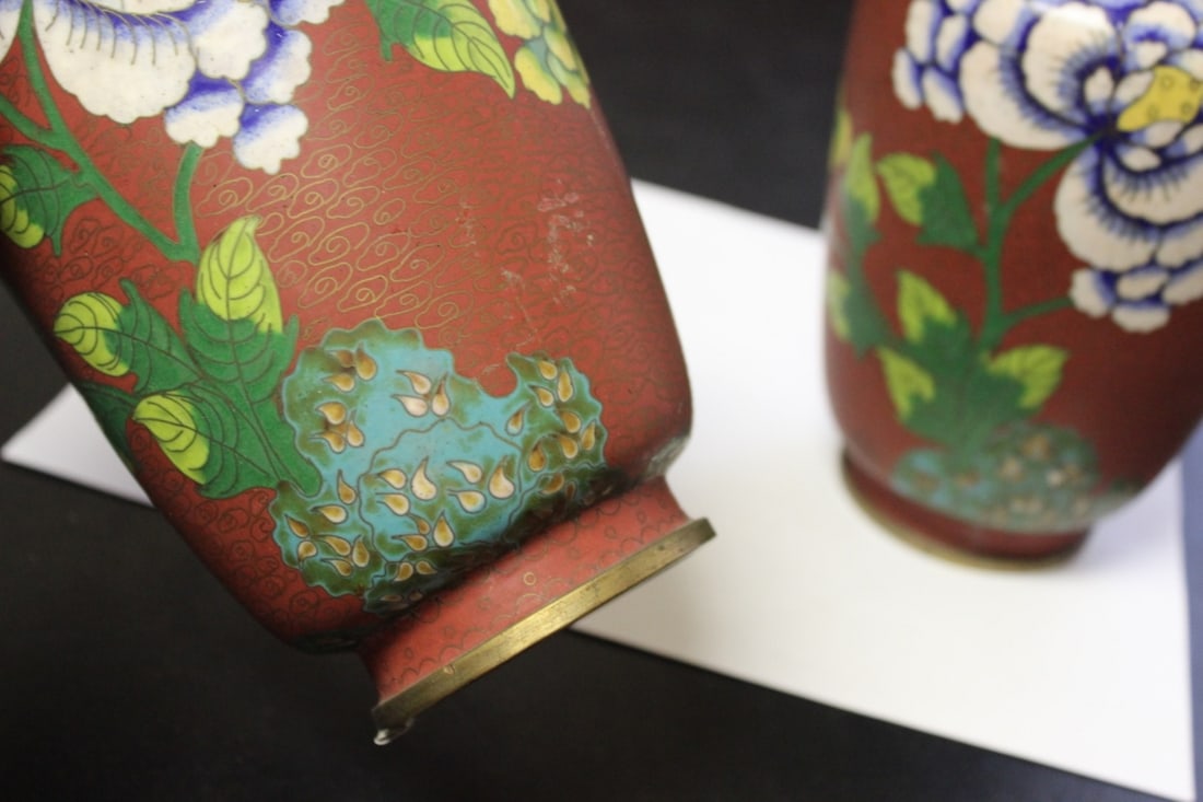Lot of 2 Chinese Cloisonne Vases - Vintage - 6
