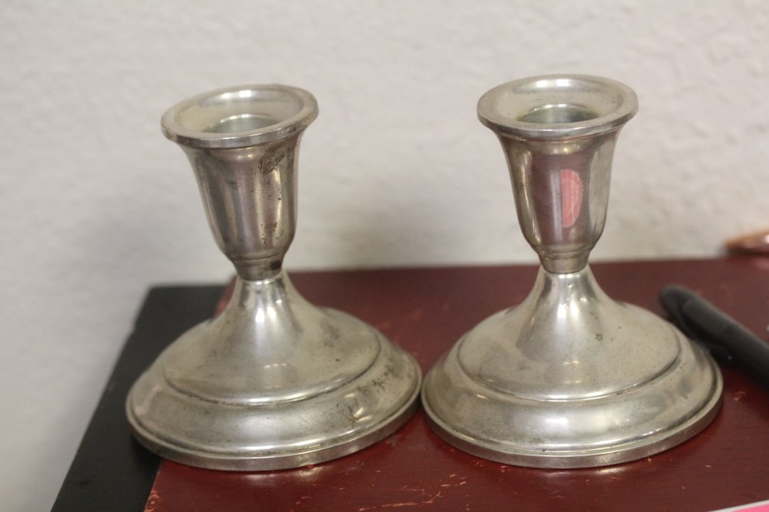 Pair of Towle Weighted Sterling Candlesticks - 2