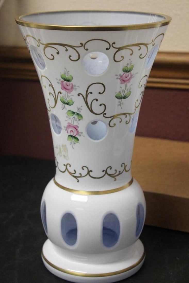 A Bohemian Glass Vase: 11 3/4" tall