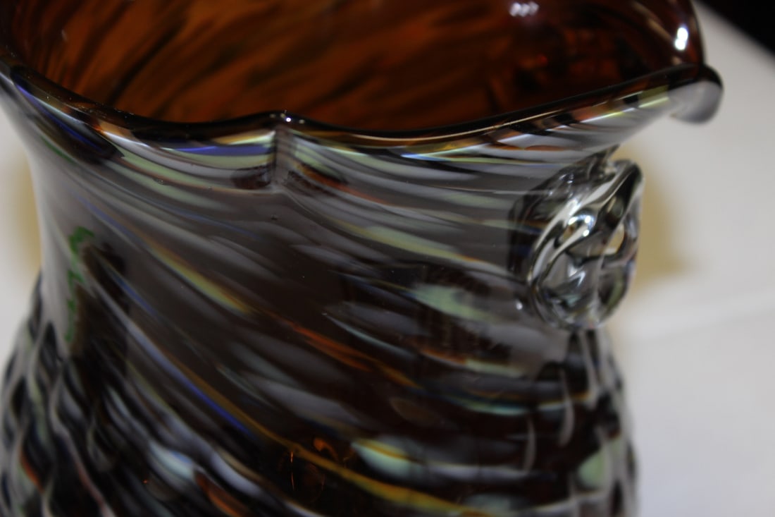 An Art Glass Owl Pitcher - 8