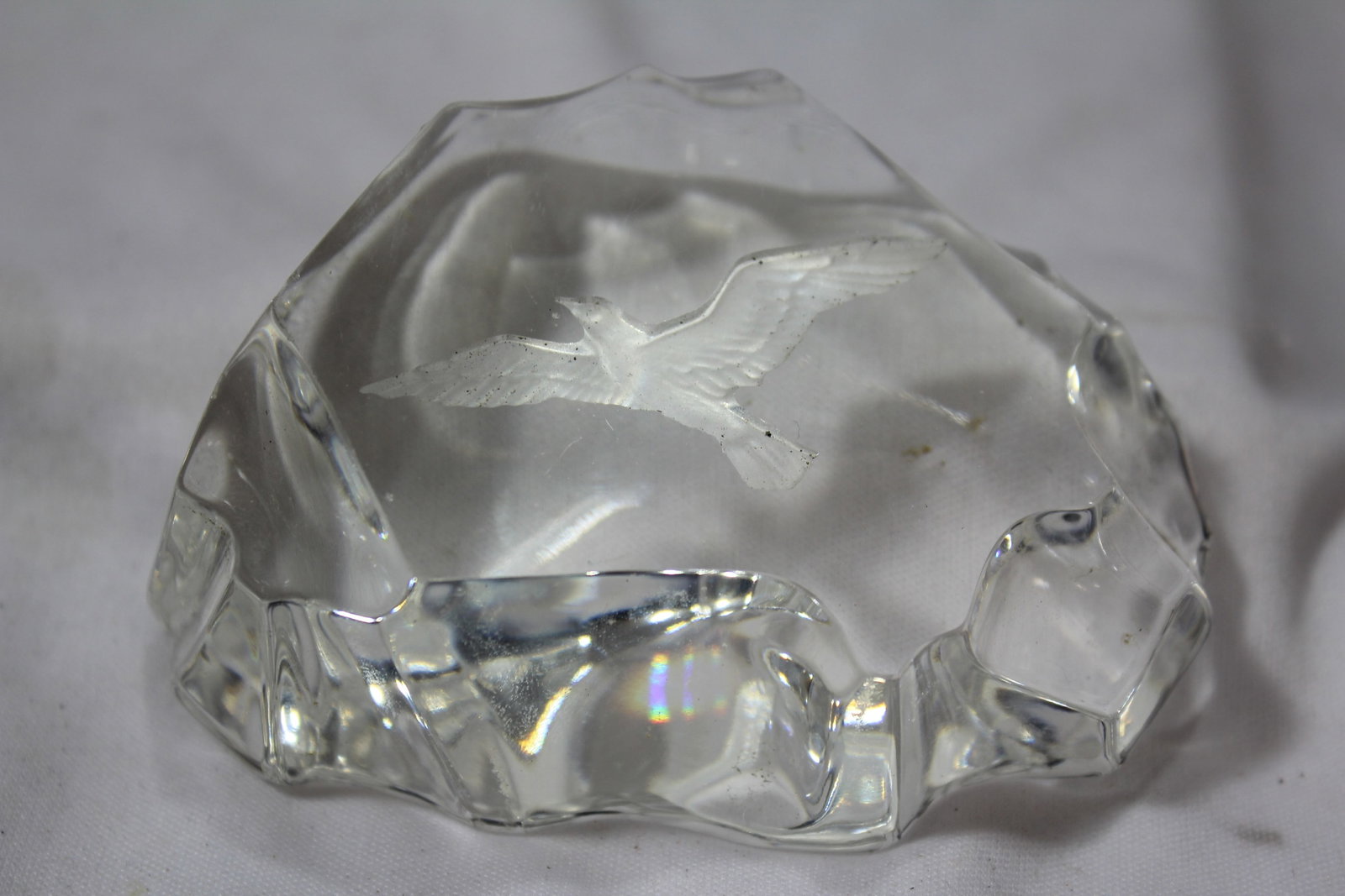 An Etched Eagle Paperweight: 4" across