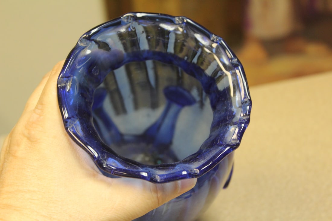 Cobalt Blue Glass Vase - 4