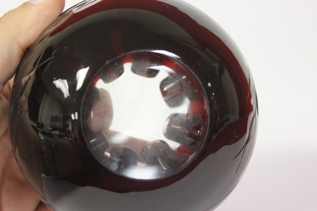 A Peach Bloom Cut Glass Bowl - 6