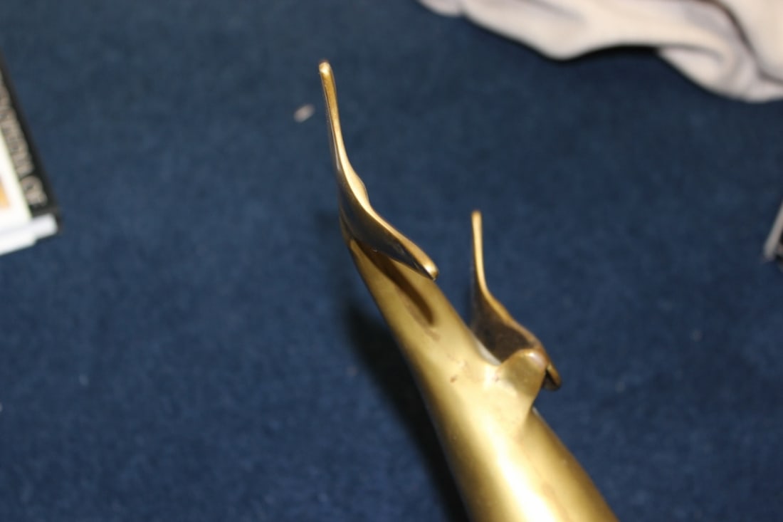 A Bronze/Brass/Metal Dolphin Statue /Twin Dolphins - 9