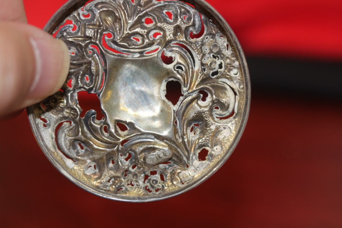 A Sterling Top Cut Glass Container - 5