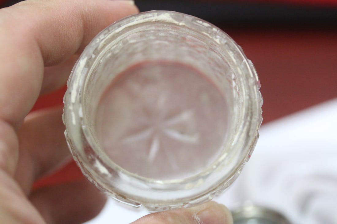 A Sterling Top Cut Glass Container - 6