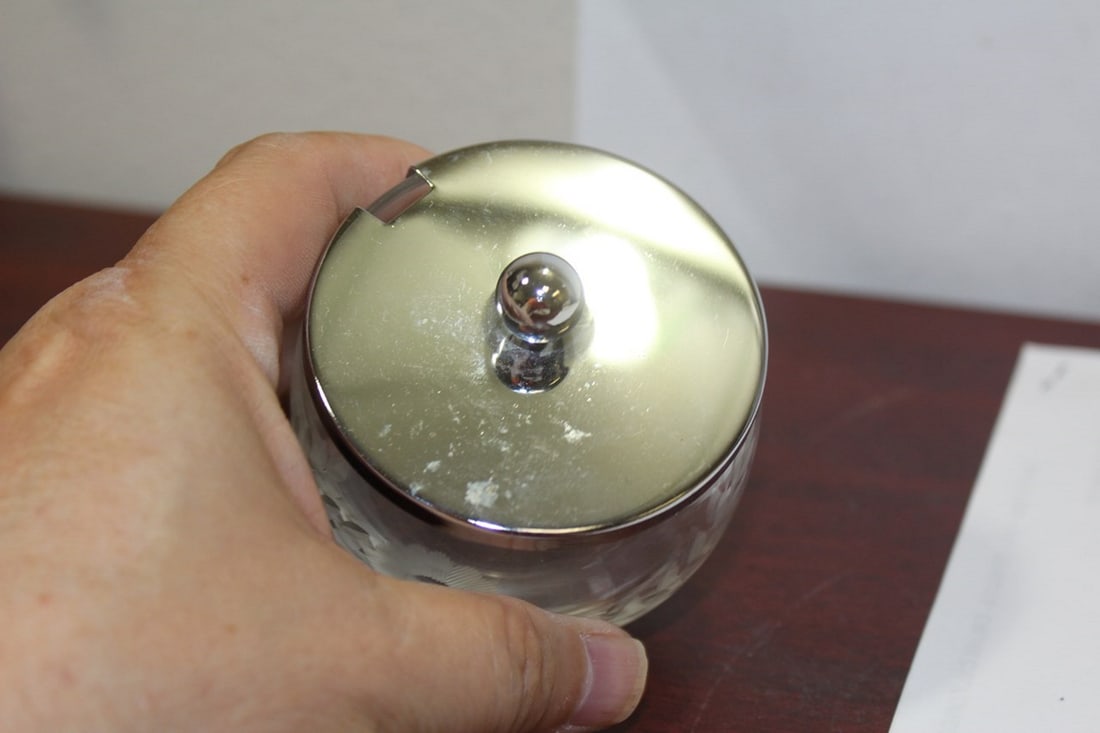 An Etched Glass Sugar Container - 2