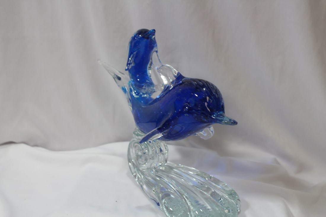 An Art Glass Dolphin Statue - 4