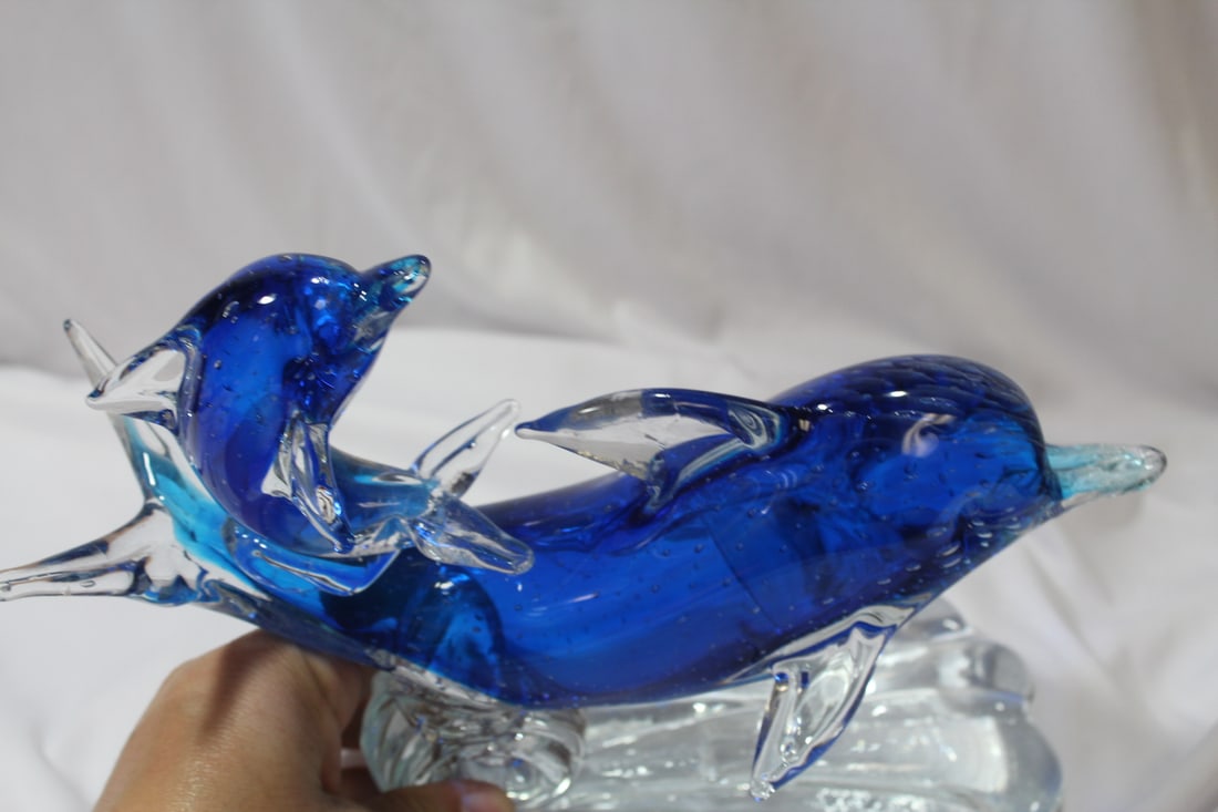 An Art Glass Dolphin Statue - 5