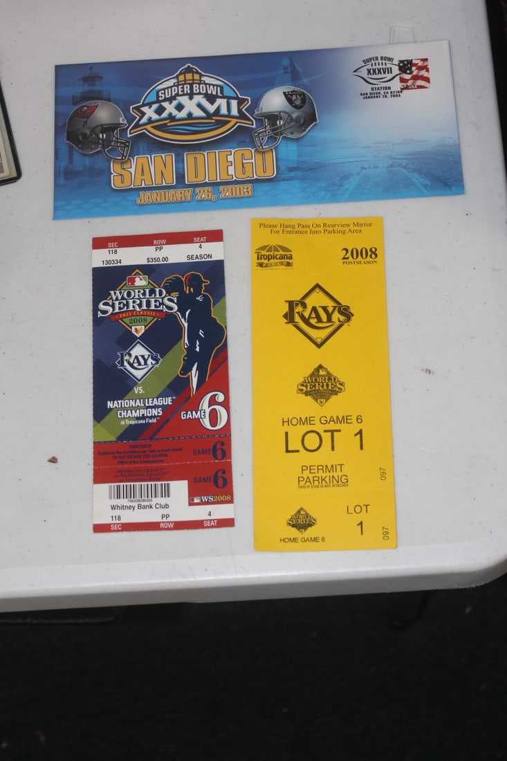 World Series Unused Game 6 Ticket 2008: a Superbowl First Day cover and World Series parking permit