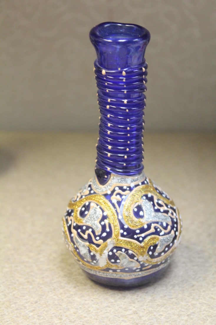 Moser Style Decorative Small Glass Vase - 2
