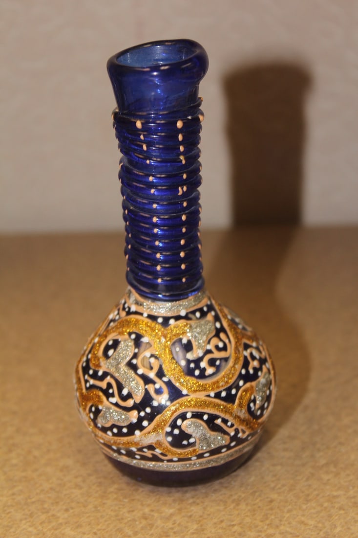 Moser Style Decorative Small Glass Vase - 3