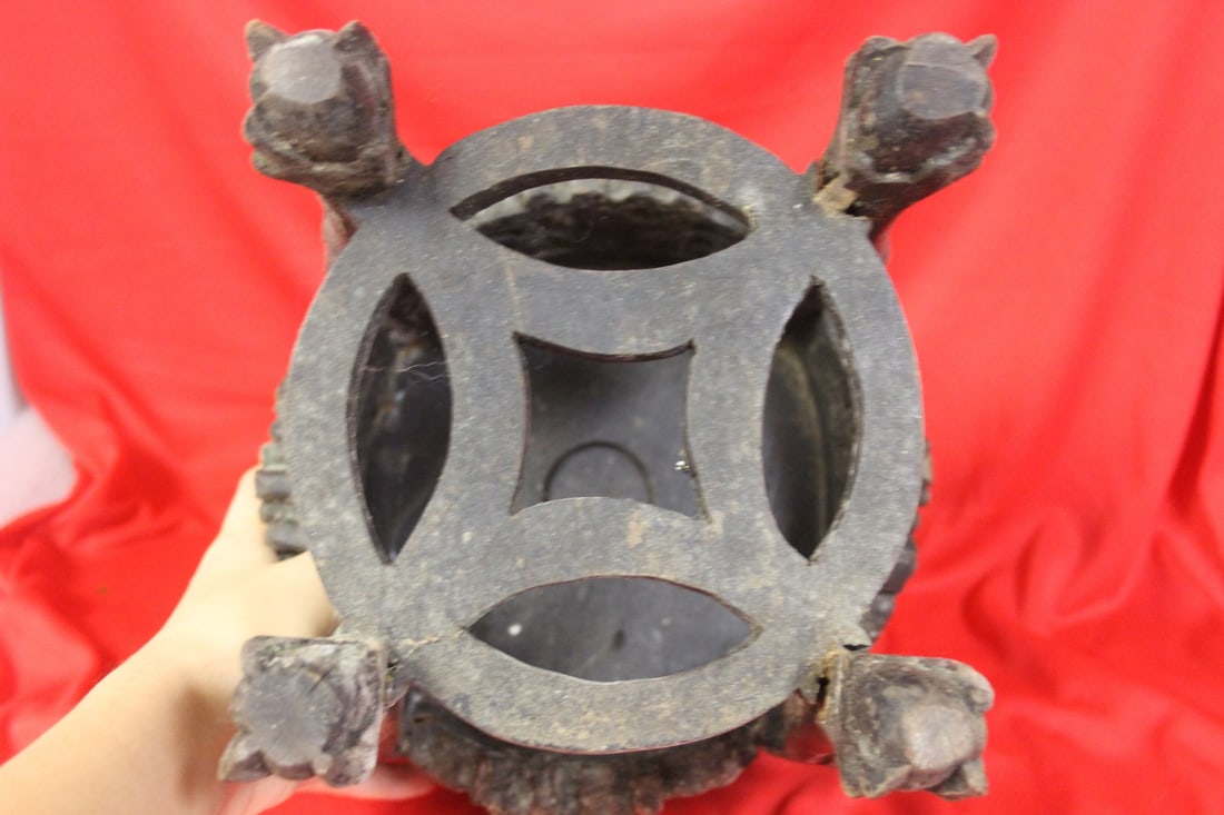 An Antique Chinese Well Carved Wood Stand - 3