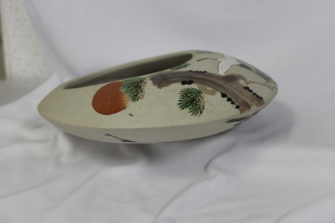 A Japanese Ceramic Ikebana Hanging Basket - 6