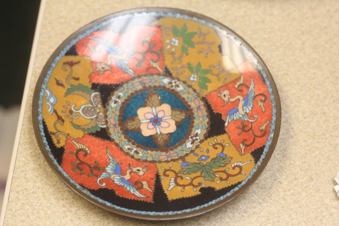 Japanese Ginbari Cloisonne Plate (1 of 5)