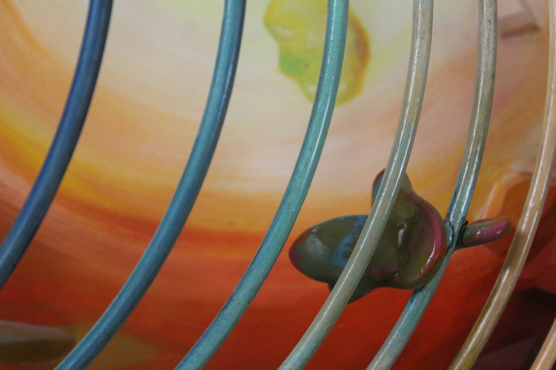 Signed A. Helm Metal and Wood Sculpture - 2