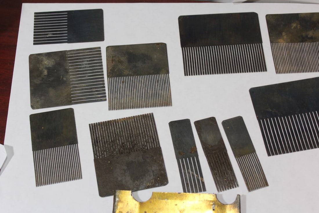 A Vintage English Blue Steel Comb Set - 3