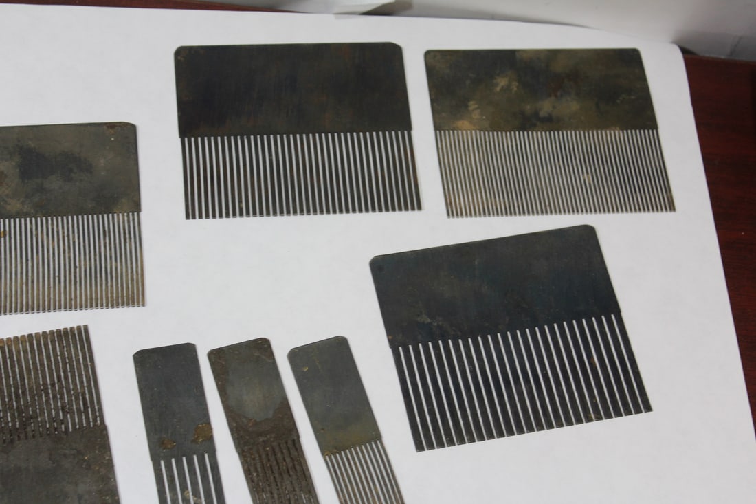 A Vintage English Blue Steel Comb Set - 4