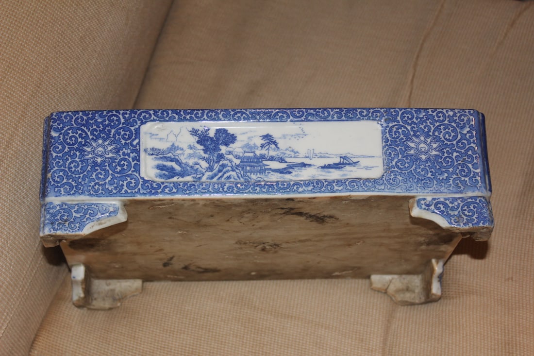 Antique Blue and White Planter - 2