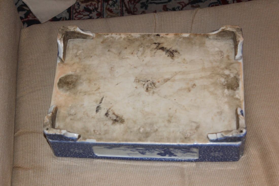 Antique Blue and White Planter - 3