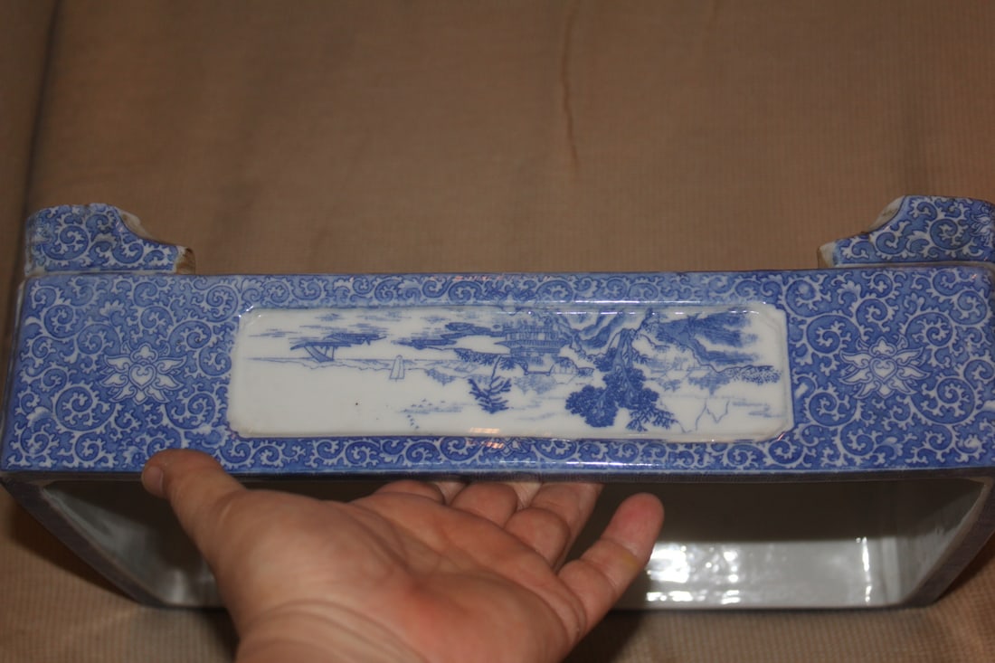 Antique Blue and White Planter - 4