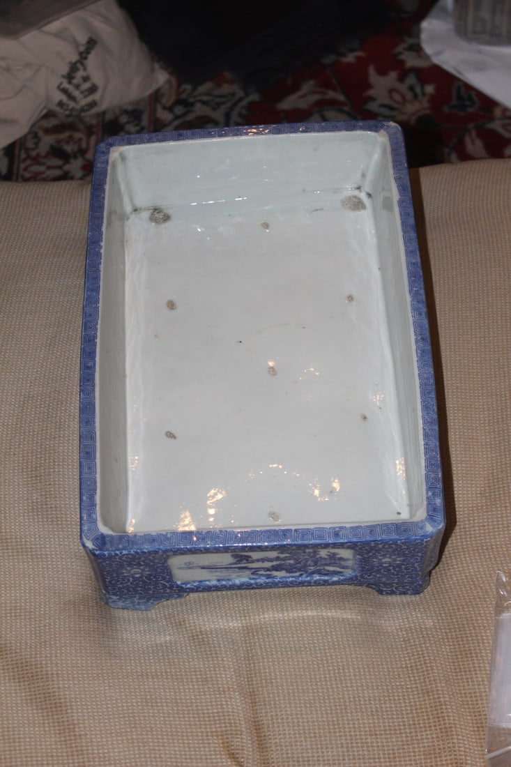 Antique Blue and White Planter - 5