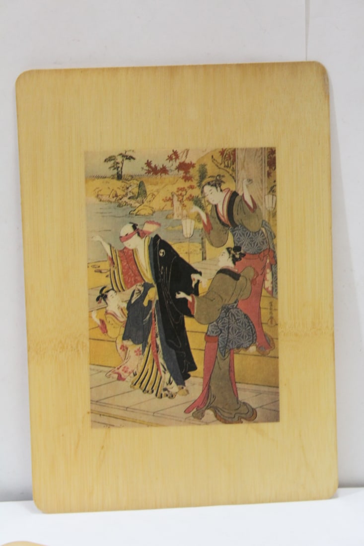A Japanese Print on Bamboo Panel: 11 1/2" x 8"