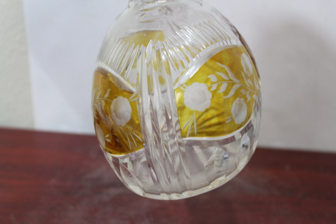 An Amber Cut Glass Decanter - 10