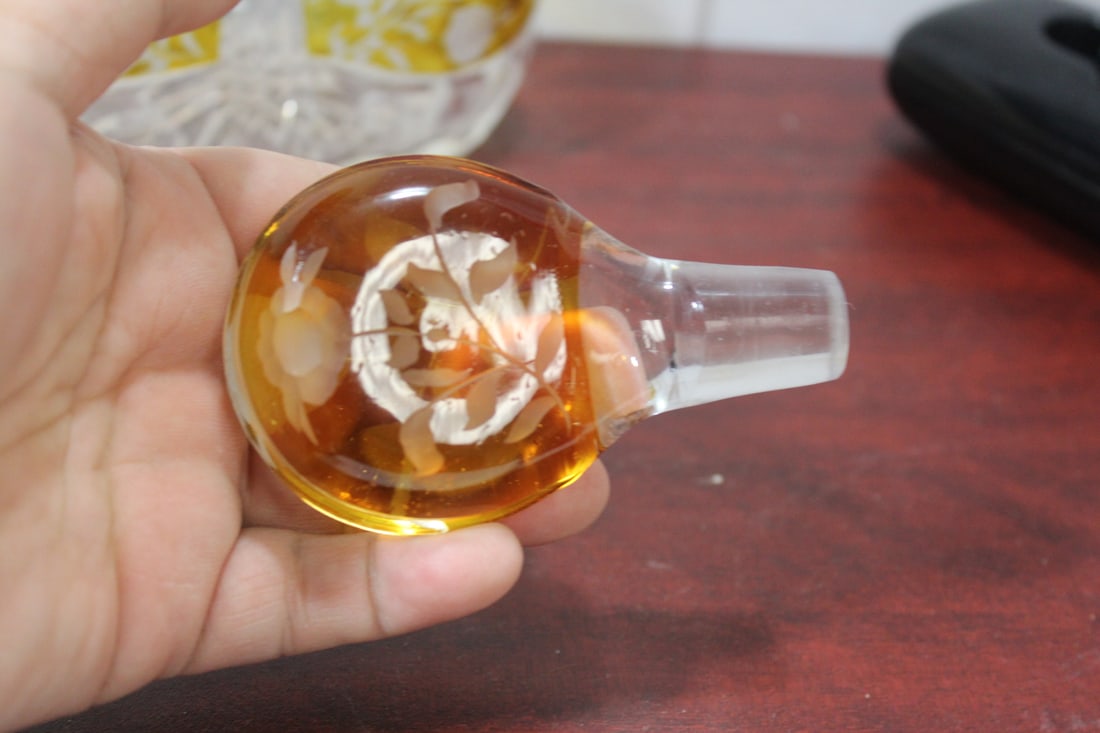 An Amber Cut Glass Decanter - 3