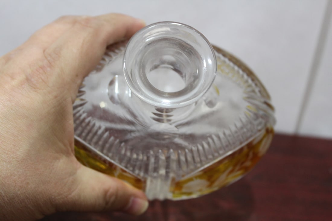 An Amber Cut Glass Decanter - 5