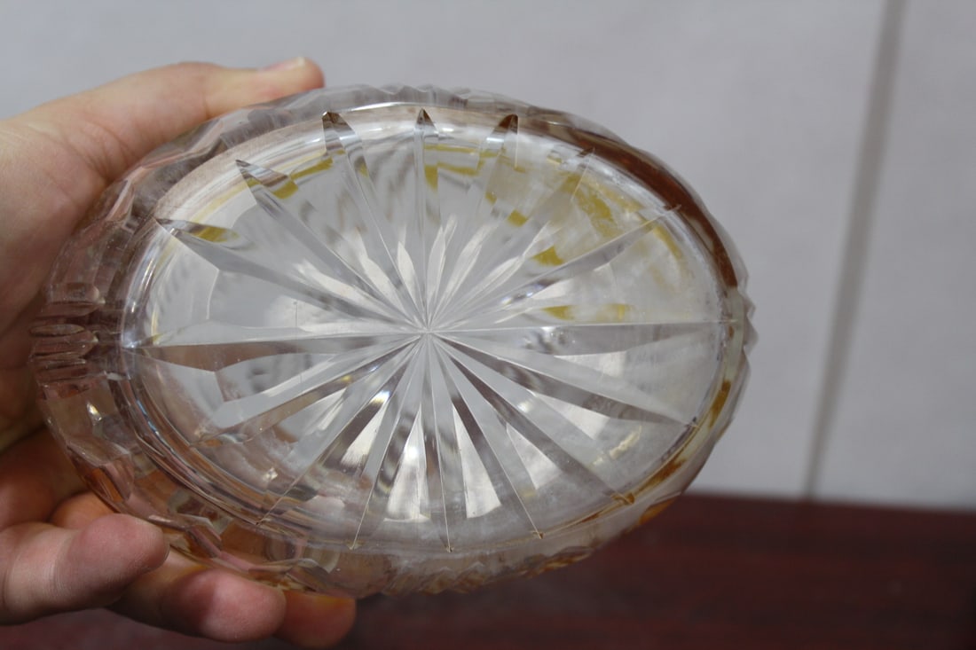 An Amber Cut Glass Decanter - 6