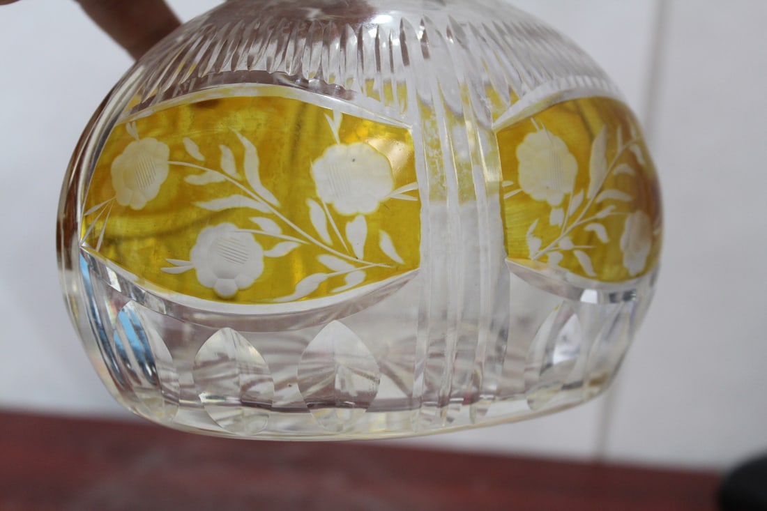 An Amber Cut Glass Decanter - 7