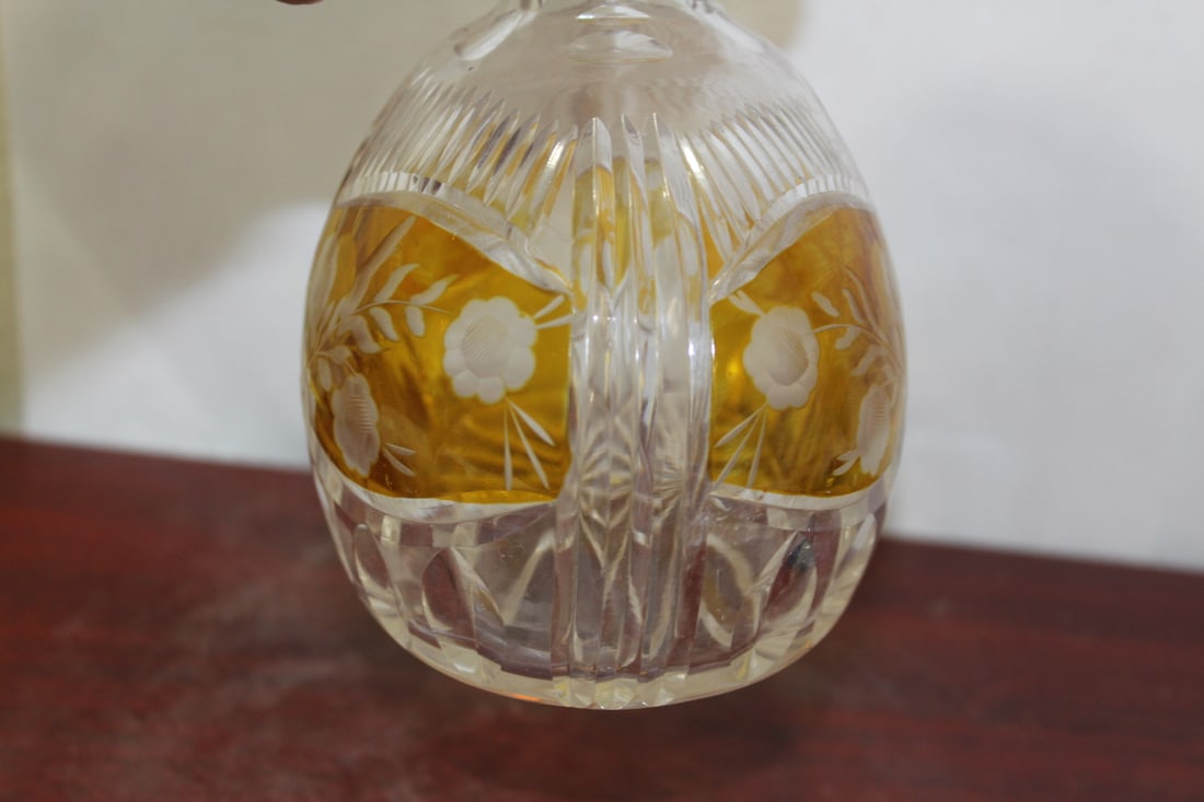 An Amber Cut Glass Decanter - 8