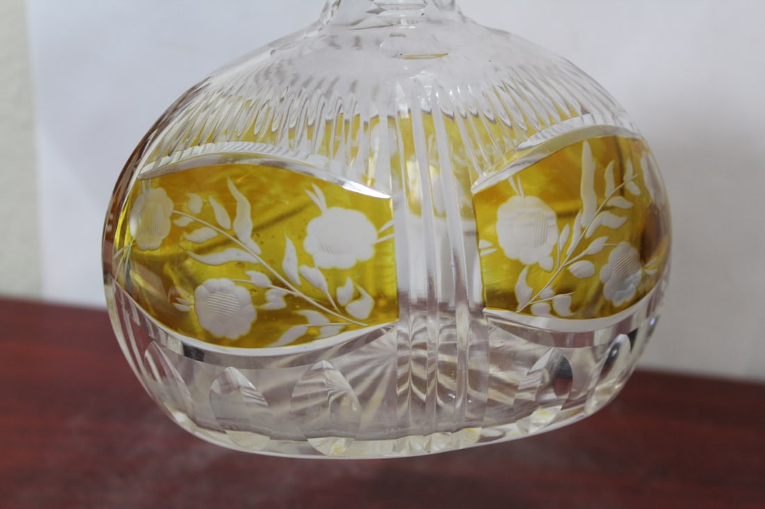 An Amber Cut Glass Decanter - 9
