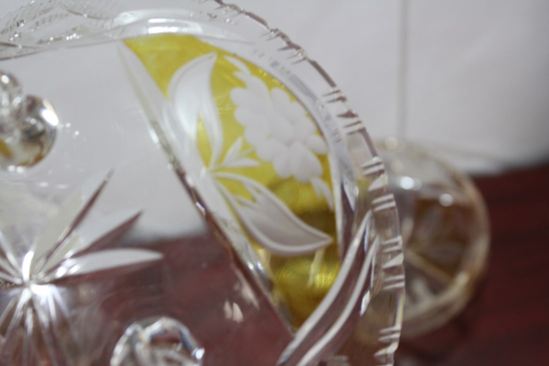 Set of 3 Cut Glass Footed Bowl - 11