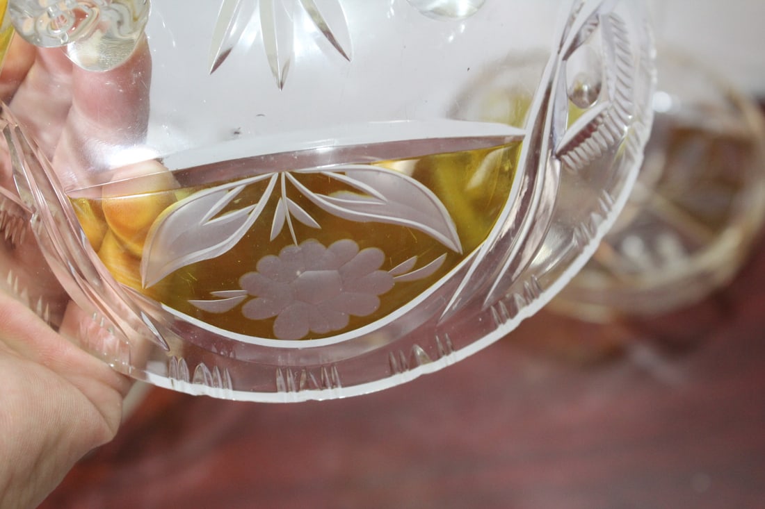 Set of 3 Cut Glass Footed Bowl - 12