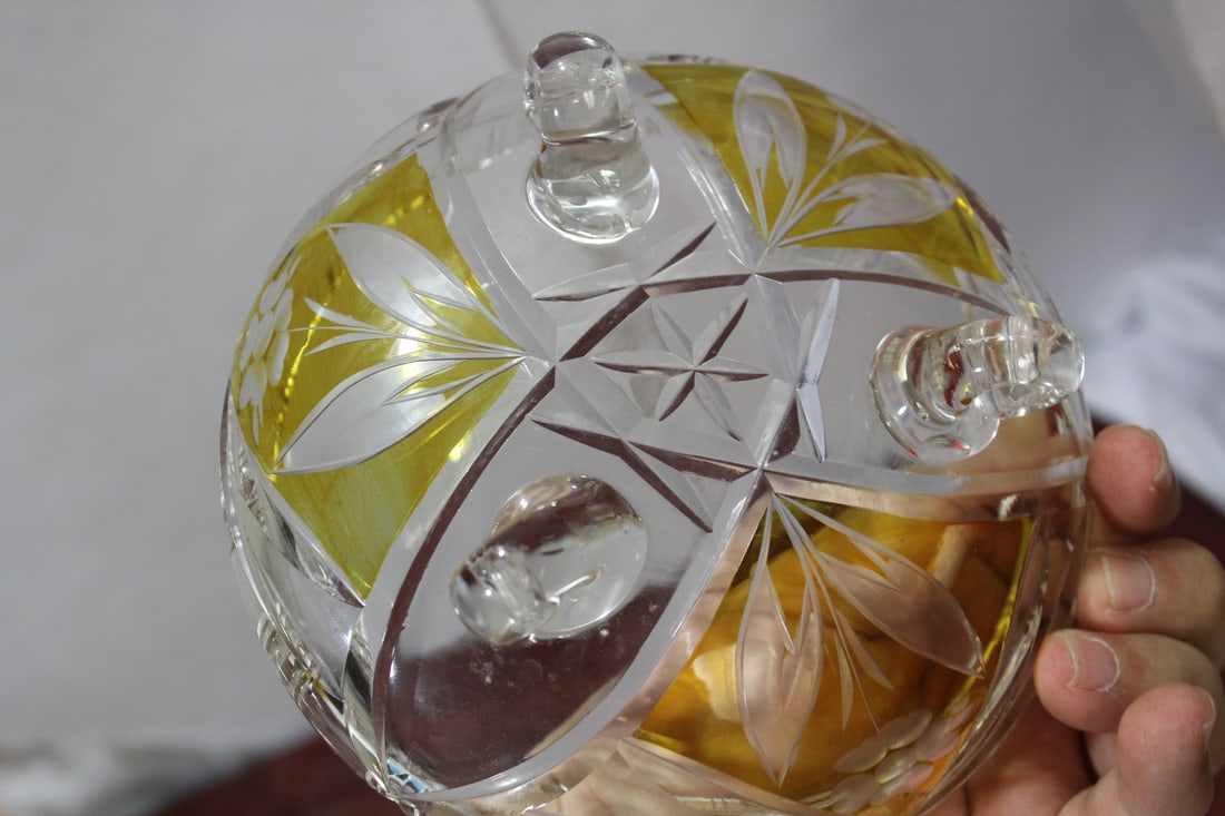 Set of 3 Cut Glass Footed Bowl - 14