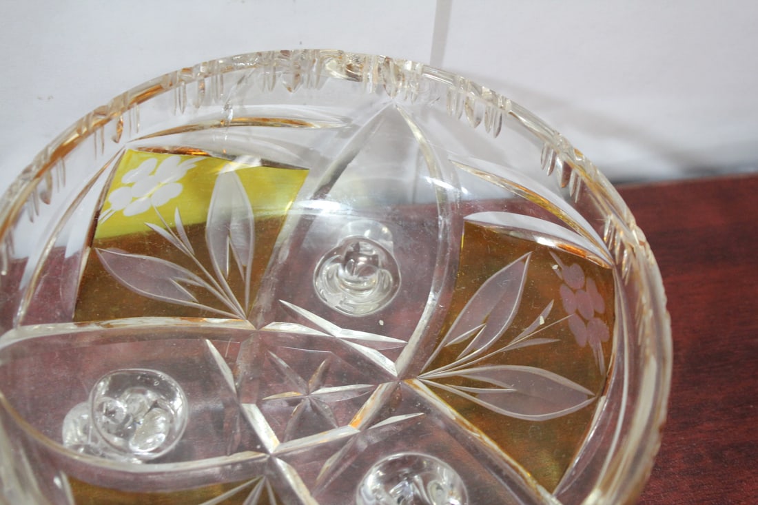 Set of 3 Cut Glass Footed Bowl - 2