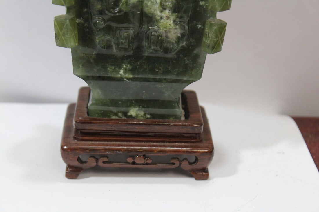 A Spinach Jade Chinese Urn - 2