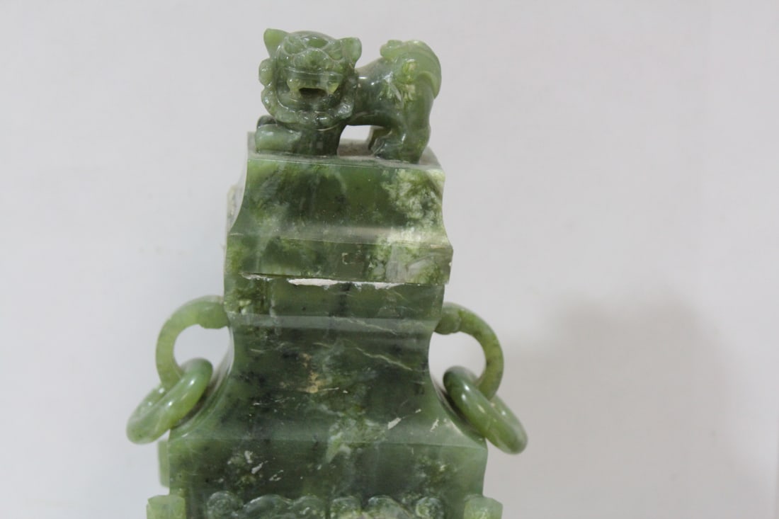 A Spinach Jade Chinese Urn - 4