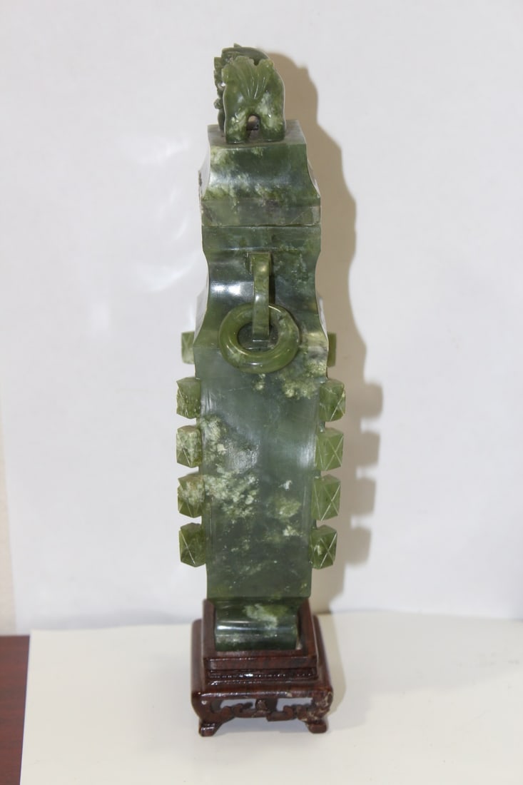 A Spinach Jade Chinese Urn - 5