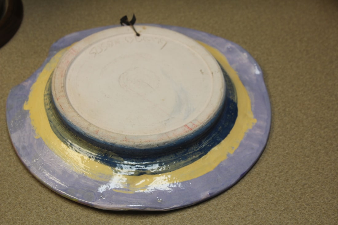 Signed Susan Oberg Ceramic Wall Hanging Charger - 4
