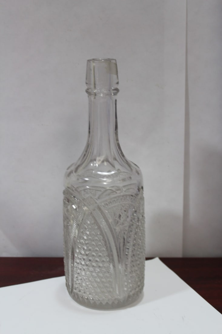 A Pressed Glass Wine Bottle - 2