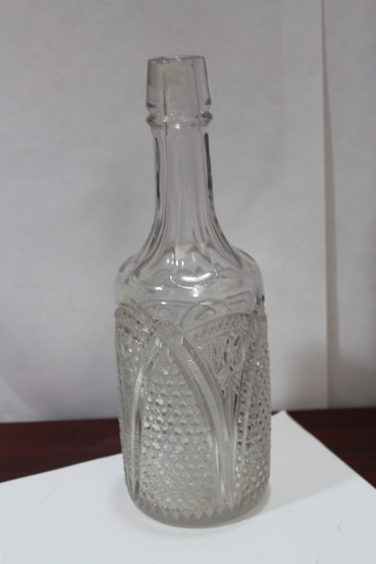 A Pressed Glass Wine Bottle - 3