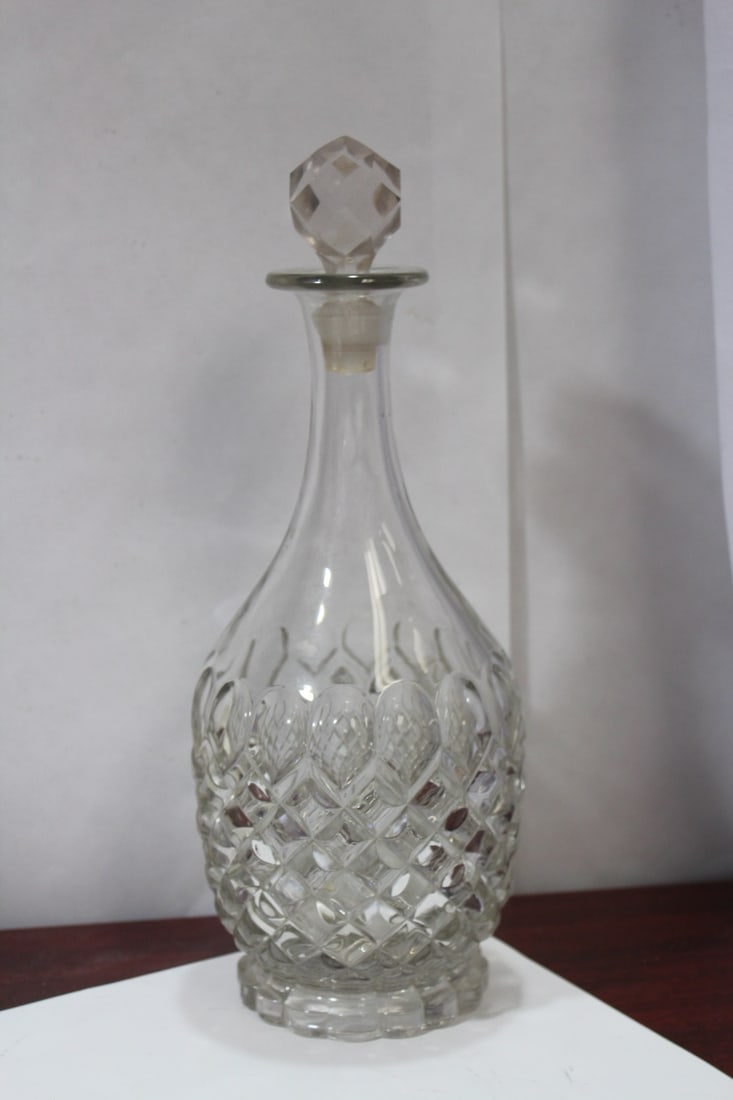 A Pressed Glass Decanter: 12 1/4" tall