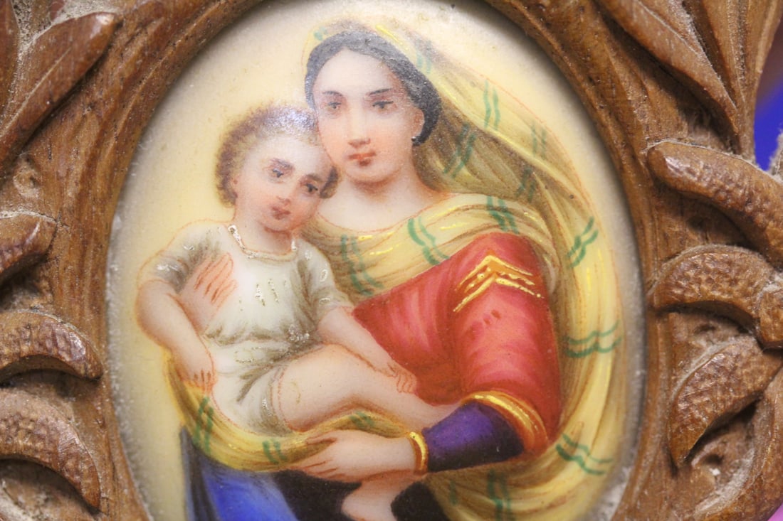 Porcelain Paingint inside a Wooden Frame - 5