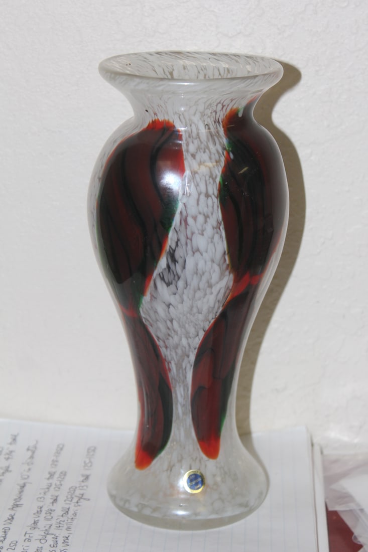 Art Glass Murano Vase: 10 5/8" tall