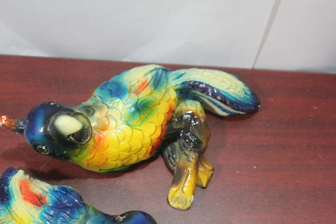 A Pair of Ceramic or Chalk Parrots - 3