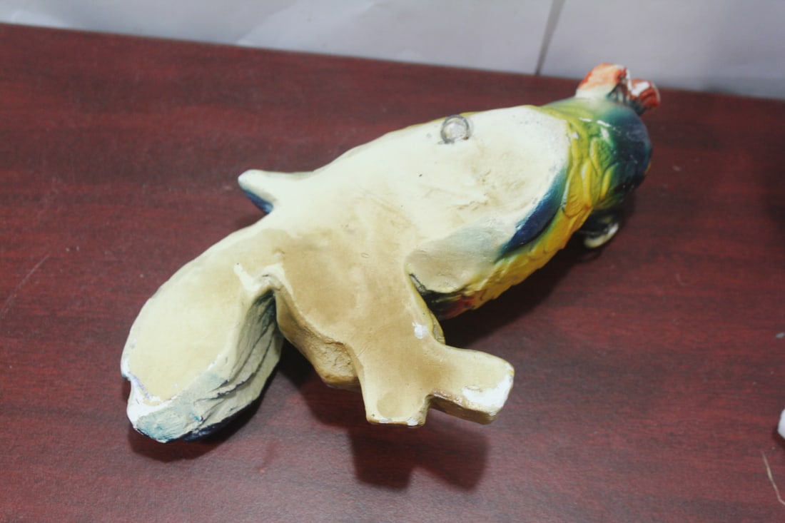 A Pair of Ceramic or Chalk Parrots - 6