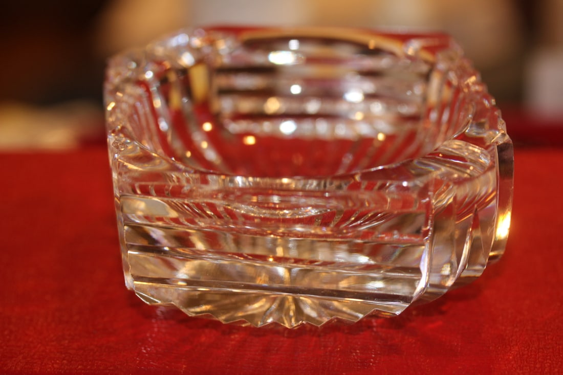 Waterford Cut Glass Ashtray: diamond shape - marked - 4" across - unusual shape